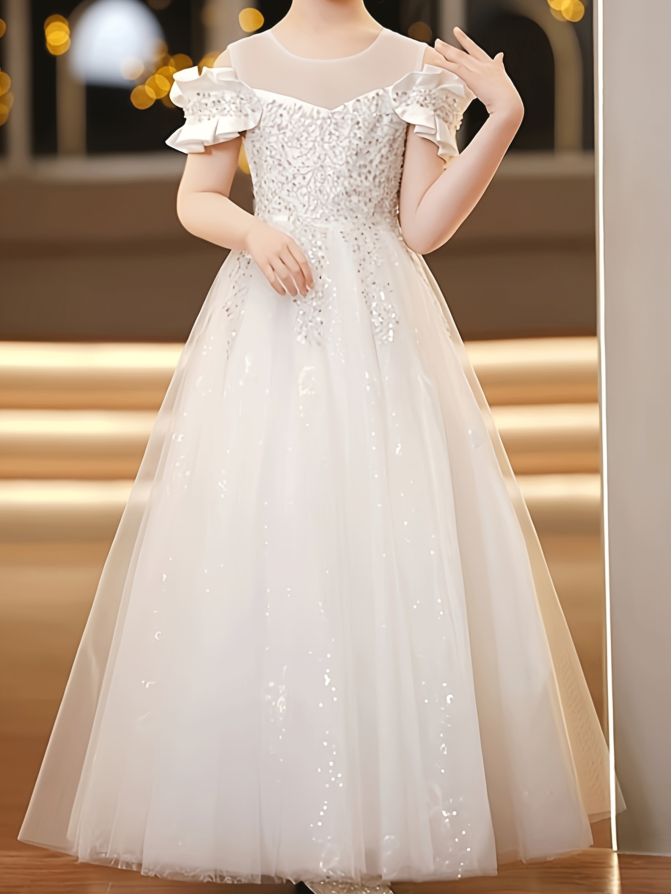 girls white dress sold on Temu United States