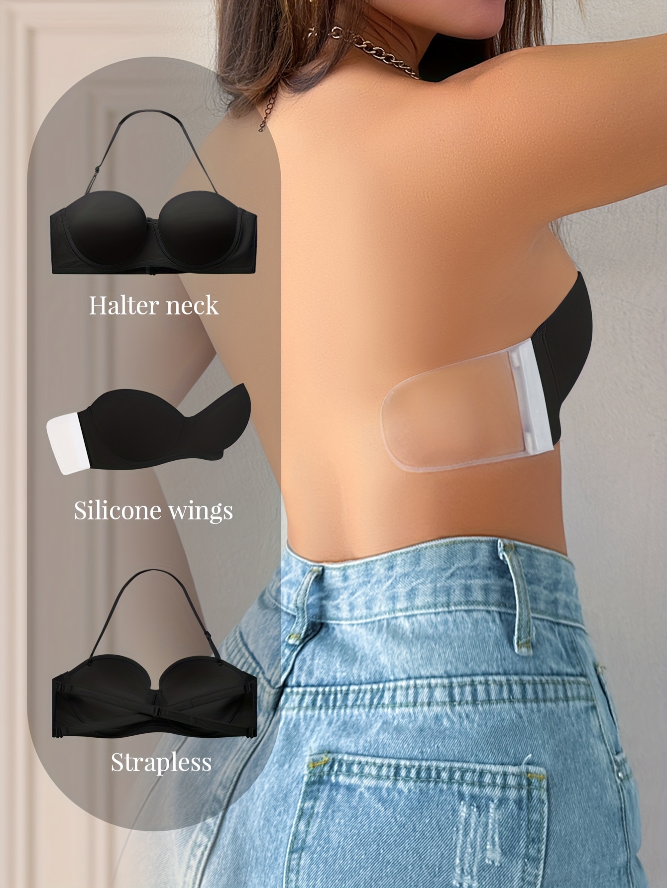 bras for backless dresses sold on Temu United States