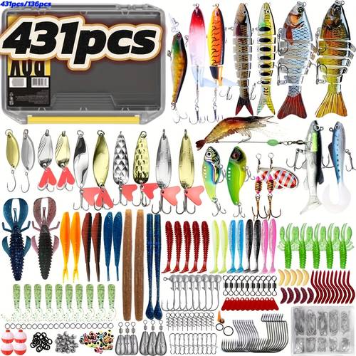 complete fishing lure additions set outdoor fishing needs 136 thunder frog soft bait hard bait sequins and other additions suitable for special set including tackle box used as a holiday gift