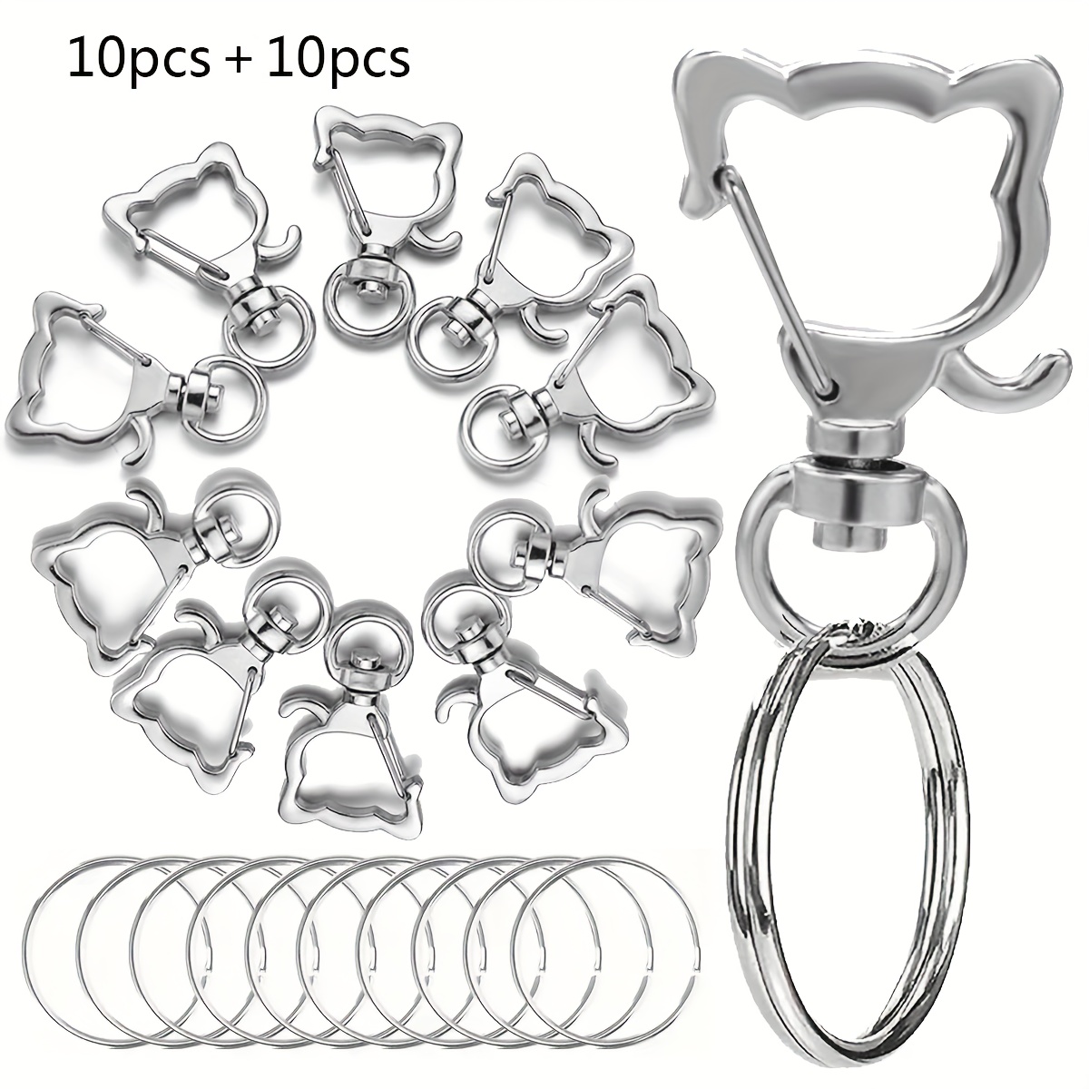 

20 Pcs Cute Kitty Zinc Alloy Keychains With Swivel Hooks - Supplies, Jewelry Accessories, And Like Birthdays, Graduations, And Christmas