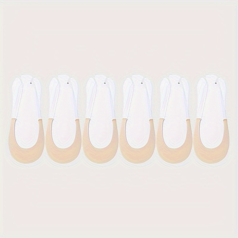 Image of 6 Pairs Of Women's Spring And Summer Low-cut Invisible Boat Socks That Don't Slip Off, With Half-sole Design