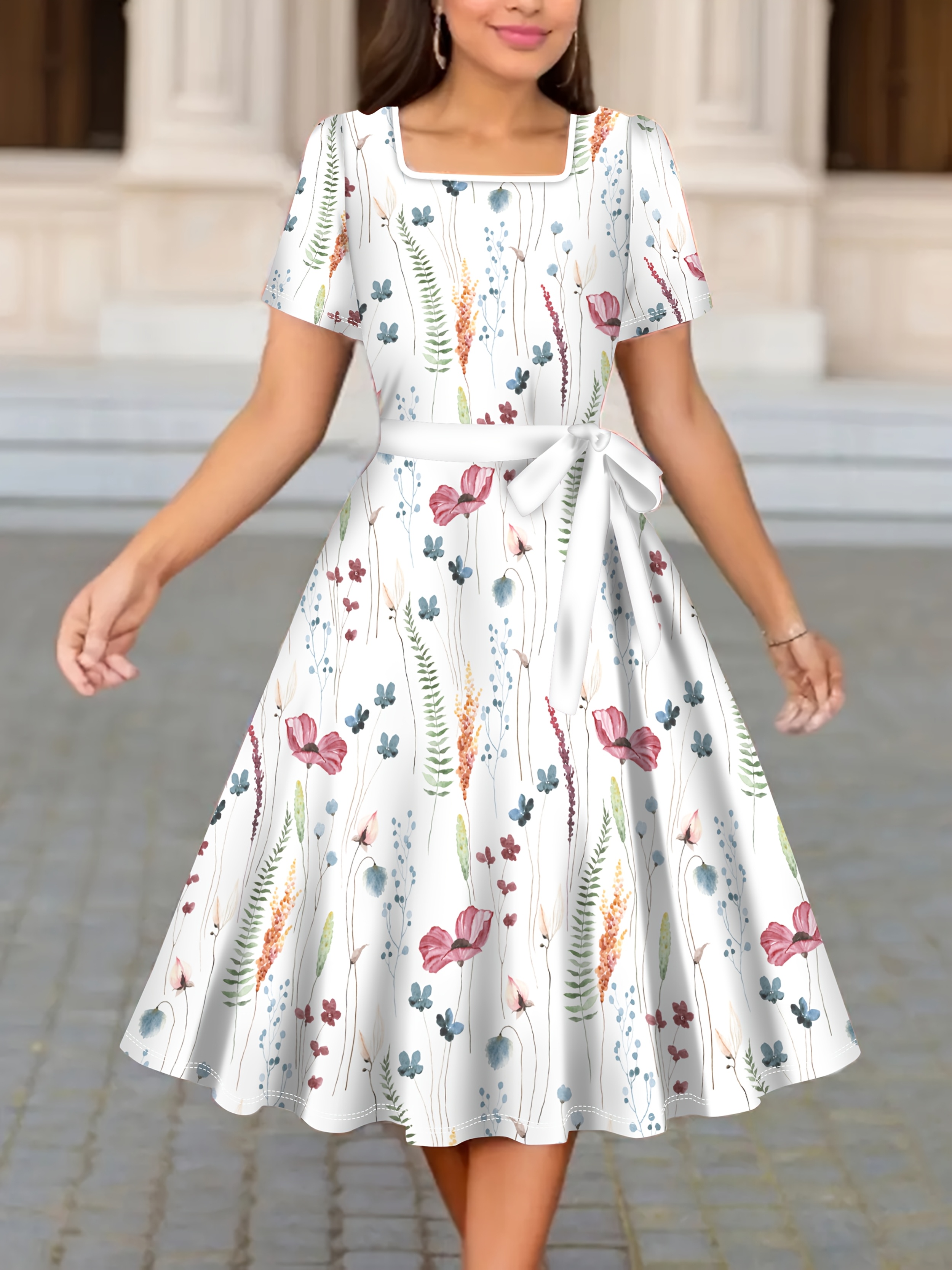 elegante vestido midi sin estampado floral mujer Temu Ecuador