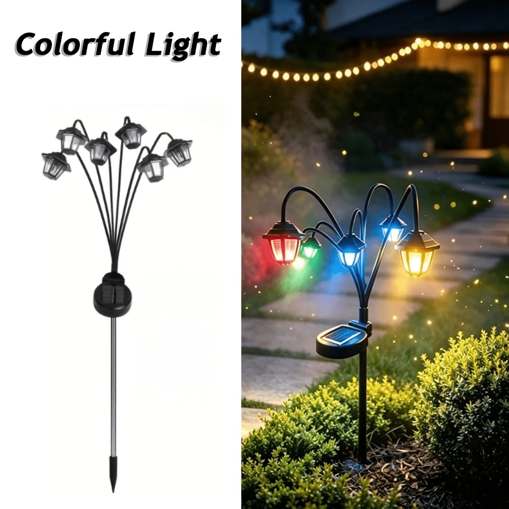 Image of Solar Vintage Hexagon Lantern Light - Led Outdoor Stake Light For Garden, Patio, Walkway, Weddings, Halloween & Christmas Decor