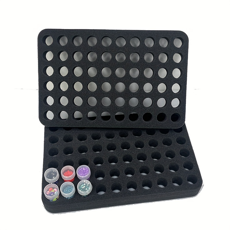 

2pcs 60-slot Foam Pad, Holed Diamond Painting Accessories, Rhinestone Container Storage Tool, Storage Accessories