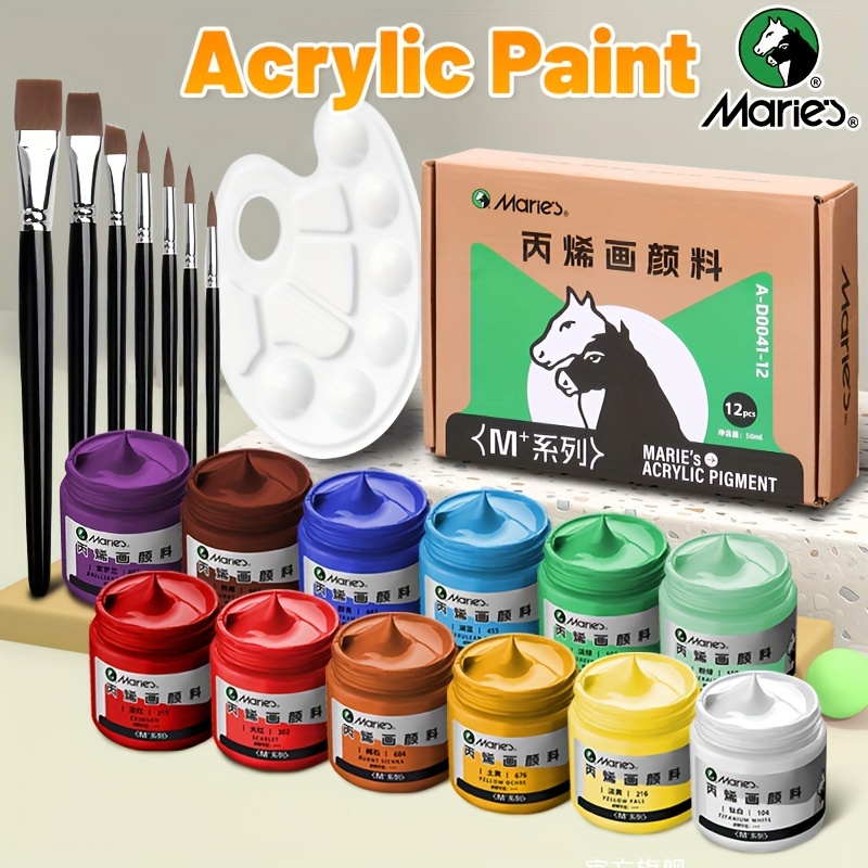 

Acrylic Paint Set - 20 Pieces, 12 Vibrant Color Bottles (50ml), Includes 7 High-quality Brushes & Palette, Propylene Pigment Material, Waterproof For Canvas, Wood, Rock, Crafts & Diy Projects