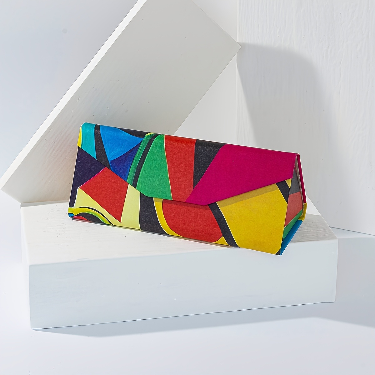 Image of 1 Ladies' Colorful Oil Painting Print Eyeglasses Folding Case, Suitable For