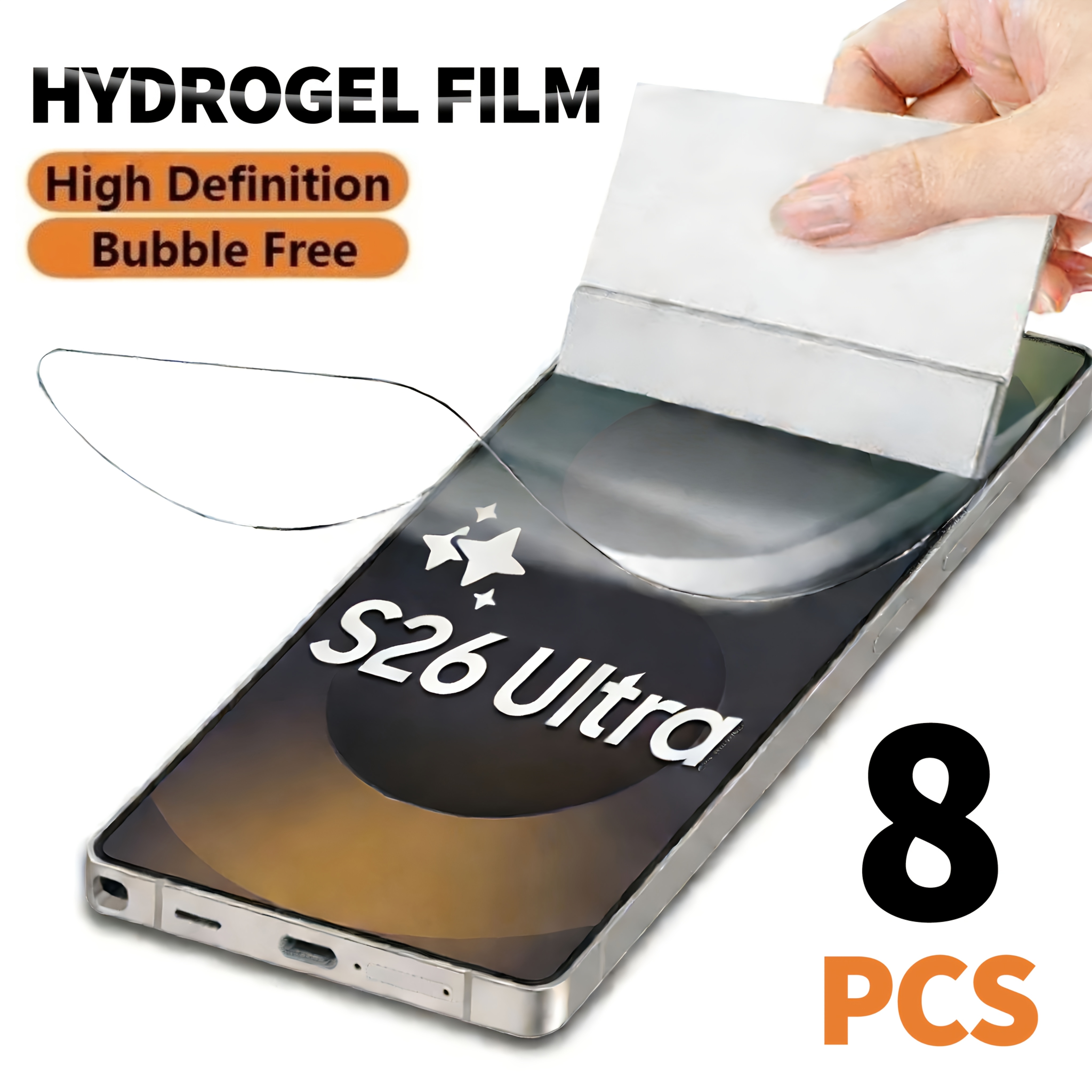 E-shop 8-teilige Ultra HD Hydrogel-Folie für for Samsung Galaxy S26 Ultra S25 Edge S24 S23 FE S22 Ultra S21 S20 FE S10 S10+ S9, Vollabdeckender