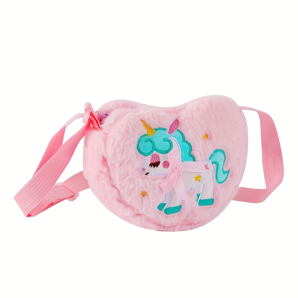 TEMU Sac bandoulière licorne féminine de dessin avec porte-monnaie de cœur pour un