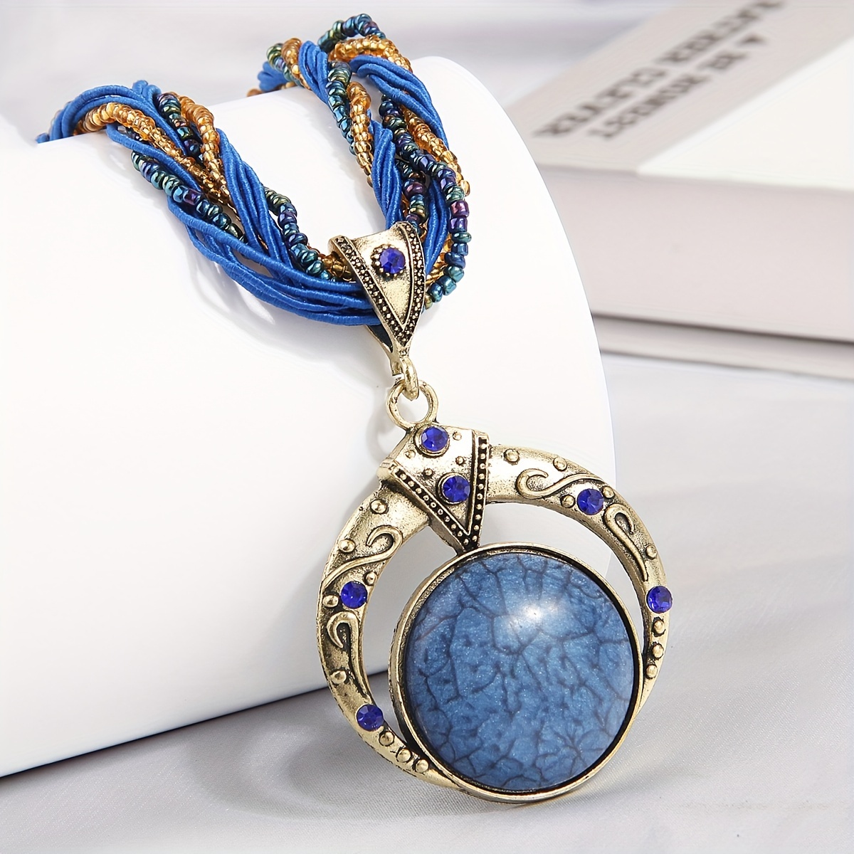 bohemian ethnic style round hollow cats eye imitation beaded