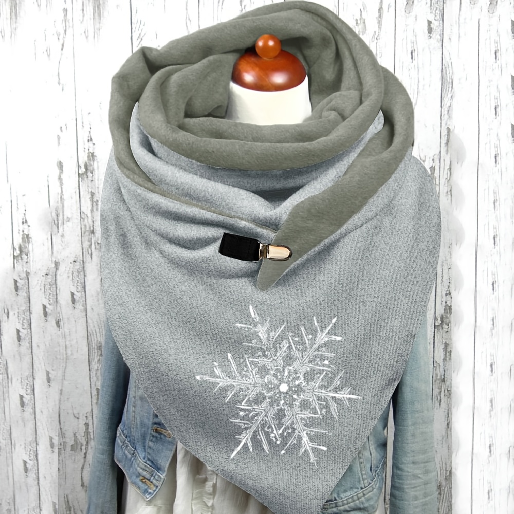 Spring Easter Fluffy Warm Triangular Scarf With Snowflake Pattern Print, Soft And Delicate On The Skin, Suitable For Daily Wear And Outdoor Activities
