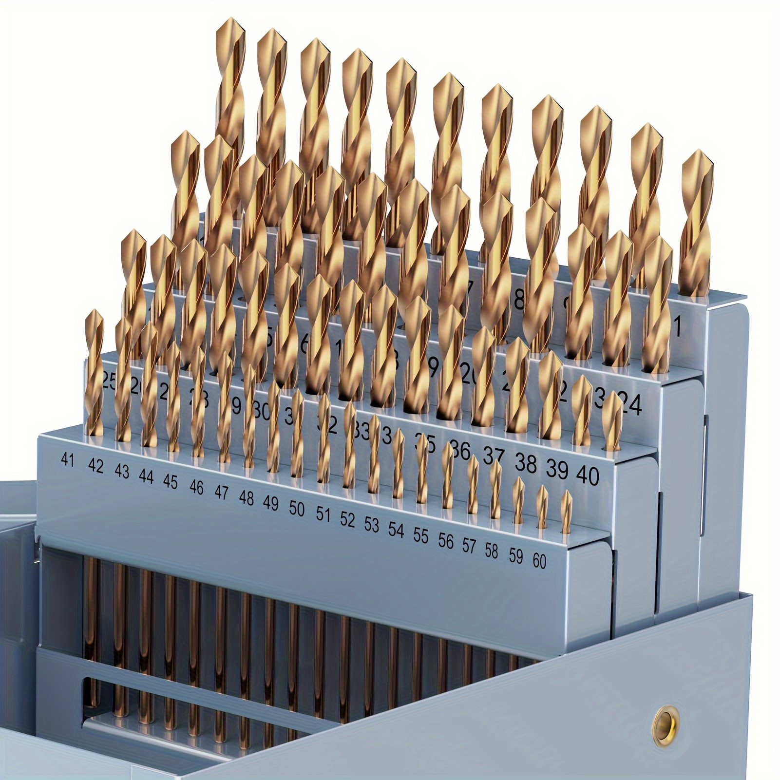 60pcs cobalt drill bit set wire gauge   60 gold   135 split point drill bit set high   twist   length for hardened metal stainless steel cast iron and wood plastic with metal   storage case