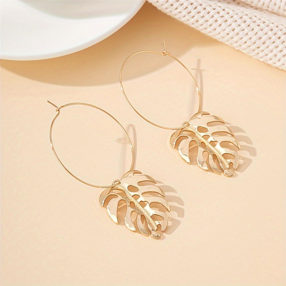Golden Hollow Leaf Earrings Perfect for Any Occasion
