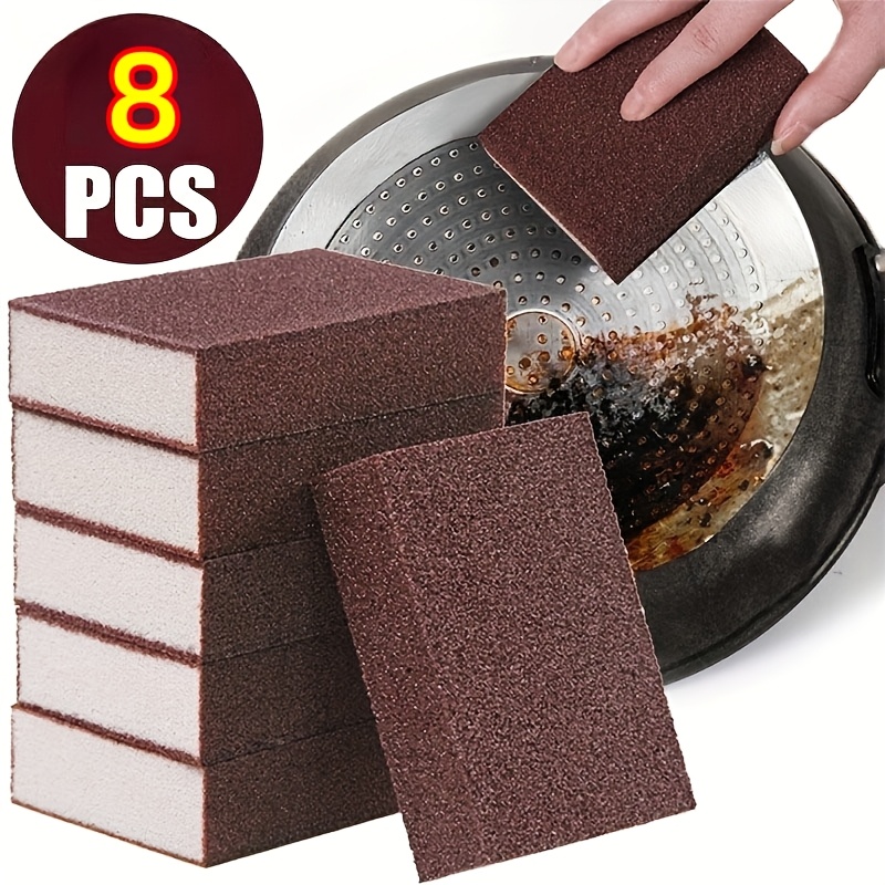 TEMU 8pcs Heavy Duty Sandpaper Sponge Eraser Set - Powerful Kitchen Cleaning Pads For Rust, Stains, And Burnt-on Residue; Abrasive Surface For Tough