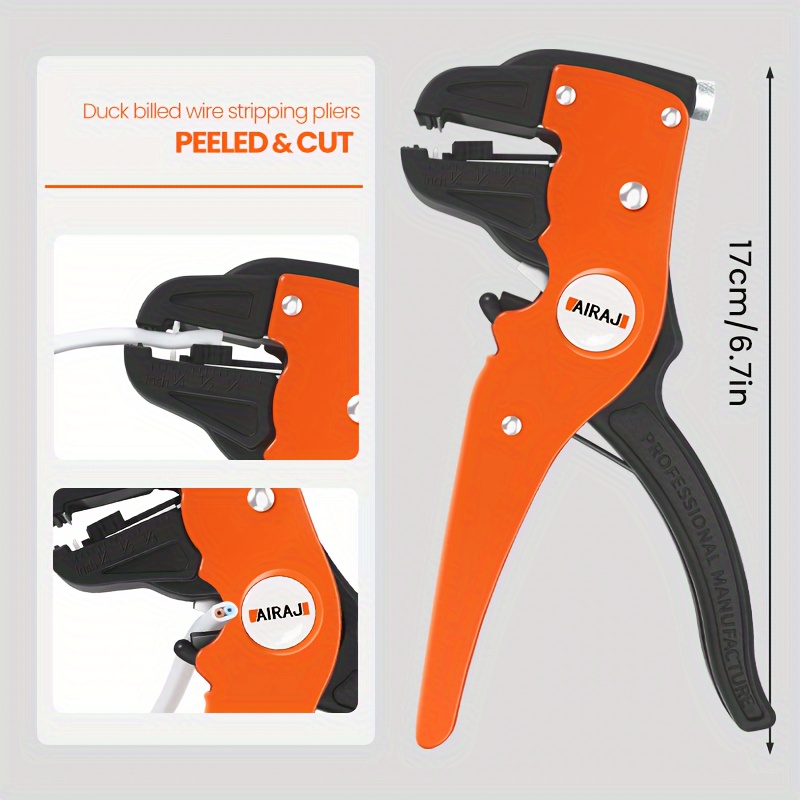 Airaj 1pc Wire Stripper, Duck Billwire Stripping Pliers, 2in 1 Adjustable Automatic Wire Stripper And Cutter, Wire Stripping Pliers For Cable Wire Repair