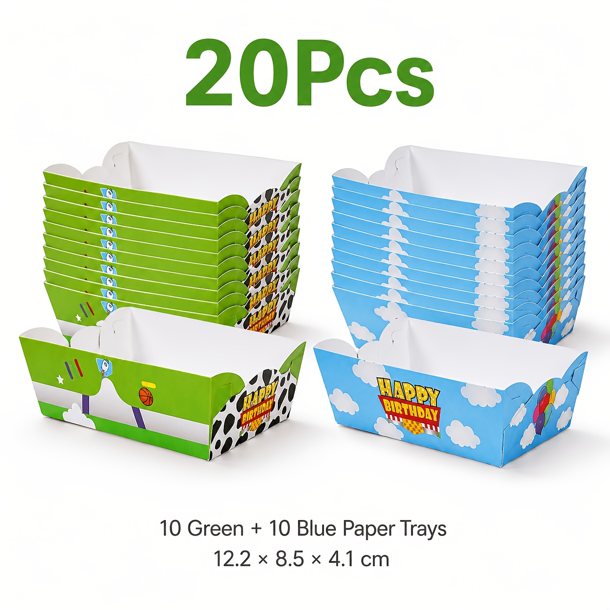 TEMU 10/20pcs Cartoon Adventure Birthday Theme Paper Snack Trays, Balloon And Dual Styles Boxes, Suitable For Serving , Popcorn, Candy, And Desserts,