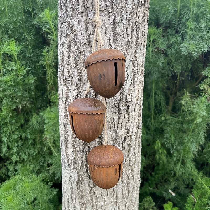 Image of Christmas Metal Hanging Wind Chime Rusty Large Pine Cone Bell Christmas Tree Decoration Jingle Retro Metal Bell Hanging Decoration Diy Home Decoration Pastoral Country