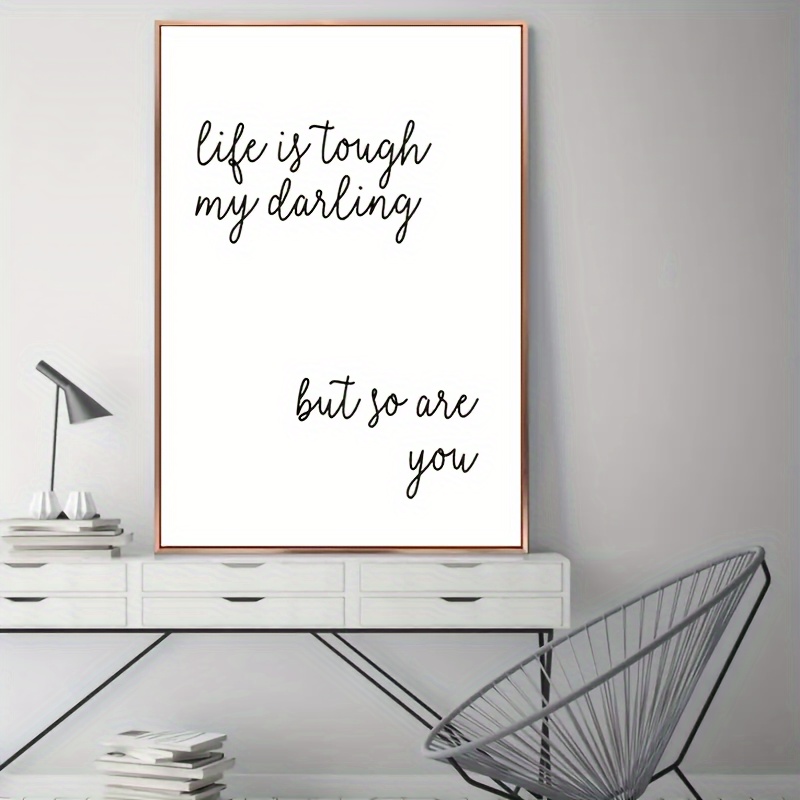 

1pc Wooden Frame Canvas Art Print Inspirational Typography Poster With Life Is Tough Quote, Ideal For Living Room Bedroom Wall Decor