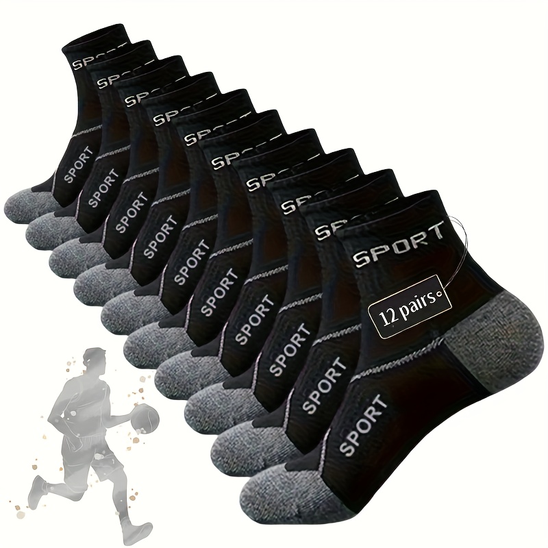 E-shop 12 Paar, Sportliche Knöchelsocken, Herrensocken, Damesocken, Outdoor-Socken, Freizeitsocken, Geeignet für Frühling Sommer Herbst Winter Alle