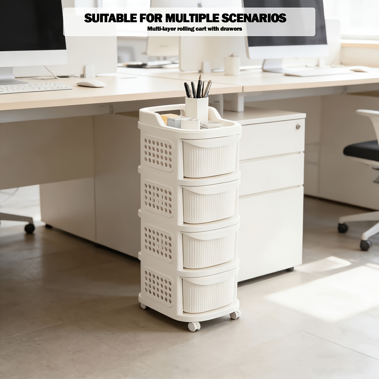 1pc of unique and fashionable multi layer large capacity trolley with drawerseasy to assemble suitable for offices and   office supplies and accessoriesstorage and organizationdurable Product details 6