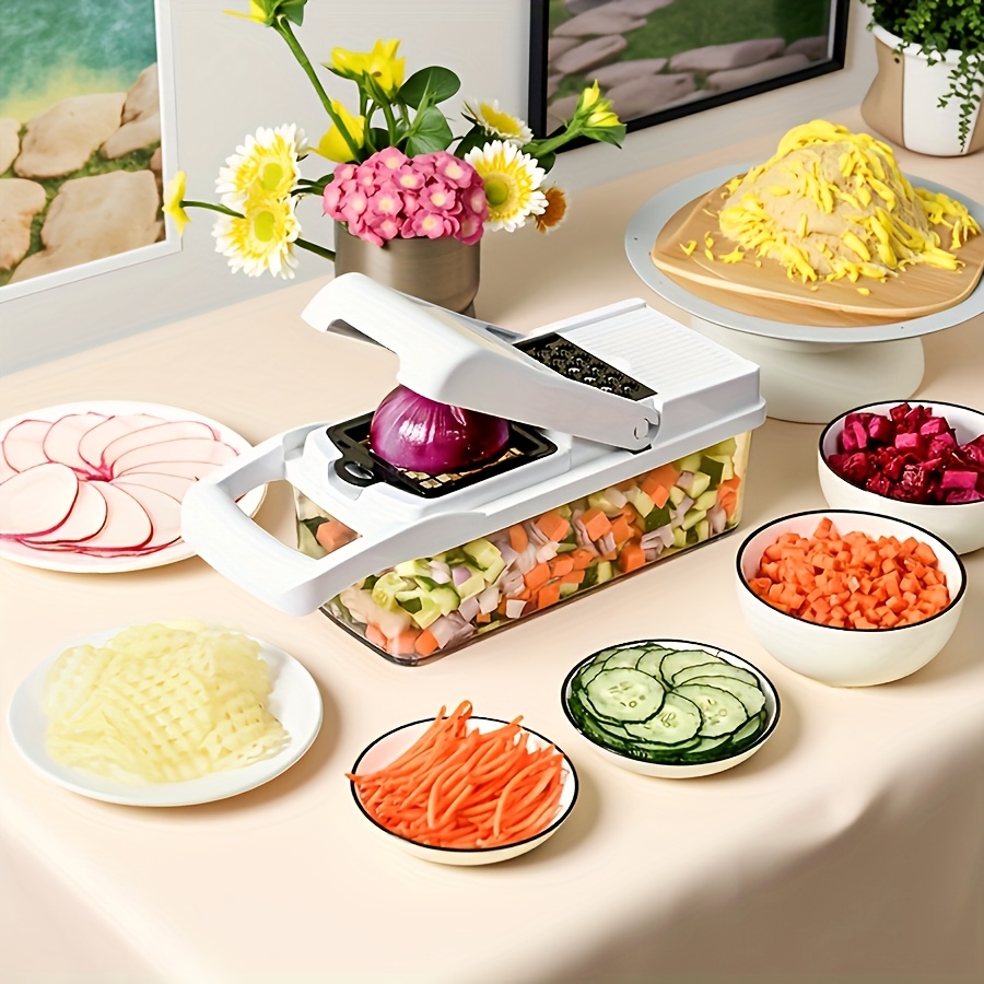 TEMU Vegetable/food/onion Chopping Machine With Multiple Cuts - Vegetable Chopping Machine With Container - Kitchen Gadgets -