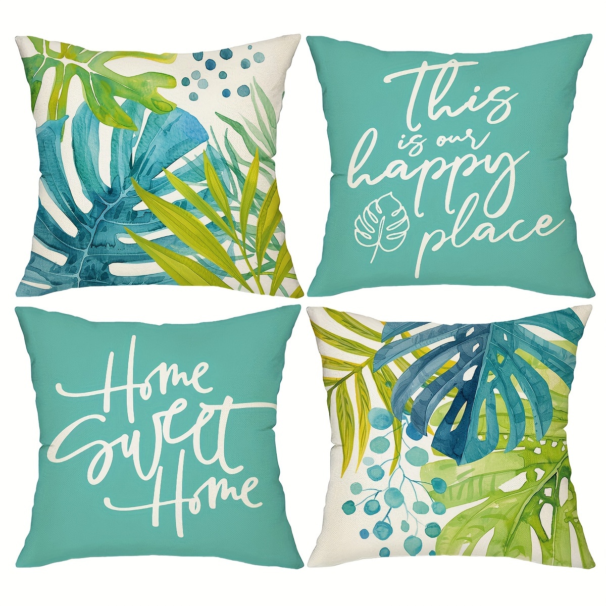 

4pcs, Tropical Printed Throw Pillow Covers, 18in*18in, Cushion Covers, Farmhouse Style Home Decor Pillowcases, For Porch Patio Couch Sofa Living Room Outdoor, Without Pillow Inserts