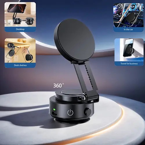 new magnetic mobile phone holder car portable electric suction cup mobile phone holder magnetic suction angle adjustable 360 rotation retractable automatic vacuum adsorption small ultra light portable universal holder suitable for office