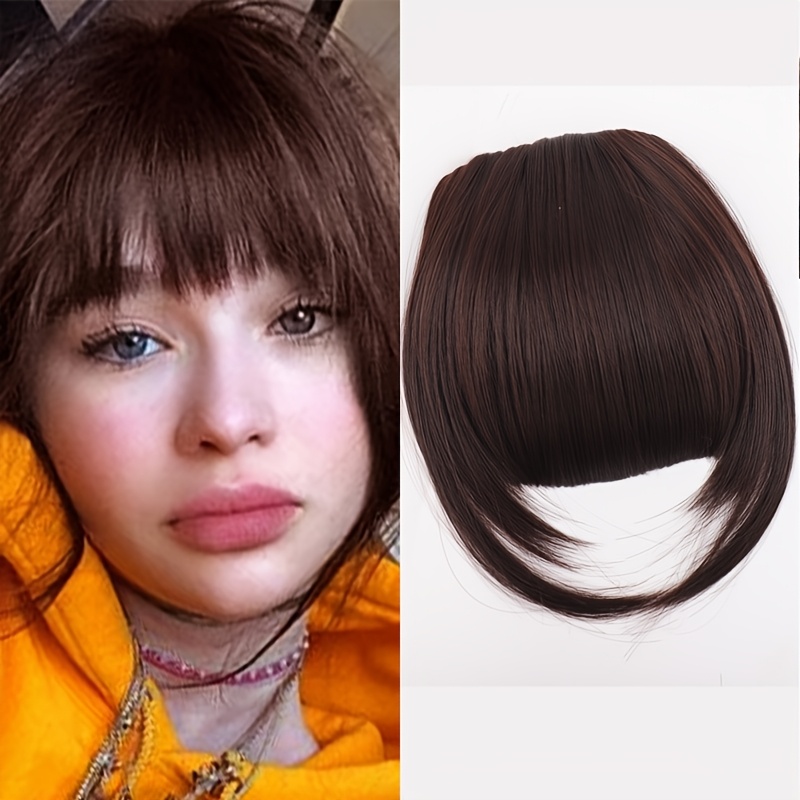 1pc elegant straight synthetic hair extensions air anime bangs for women high temperature fiber invisible clip natural look durable   hair fringe details 8