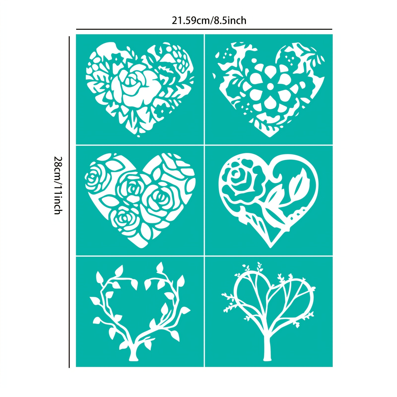 Heart Pattern Screen Printing Stencils, 3 Sizes