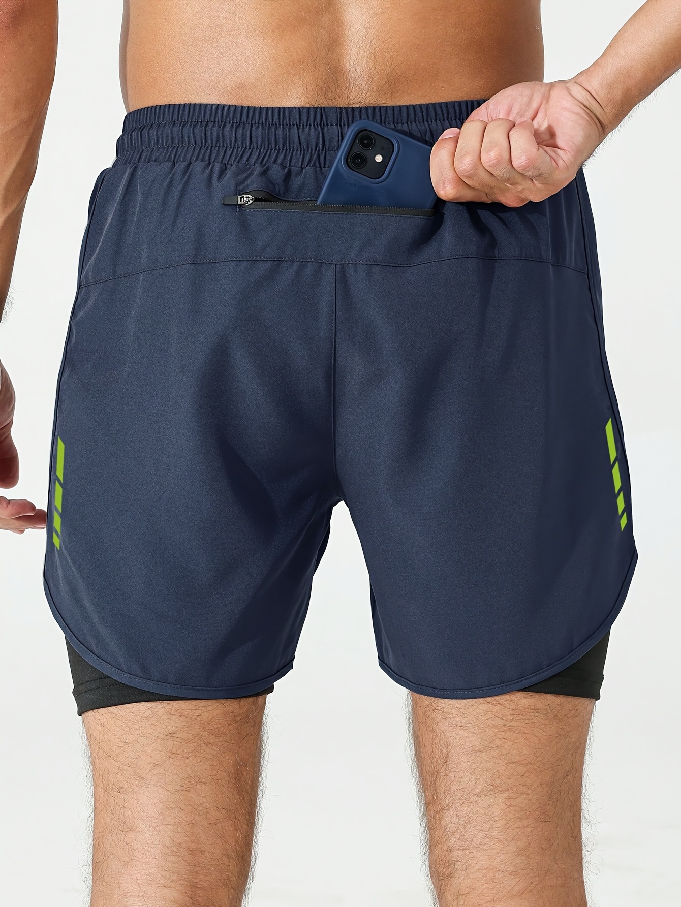 Men'S 2-In-1 Running And Fitness Shorts with a Zippered Back Pocket