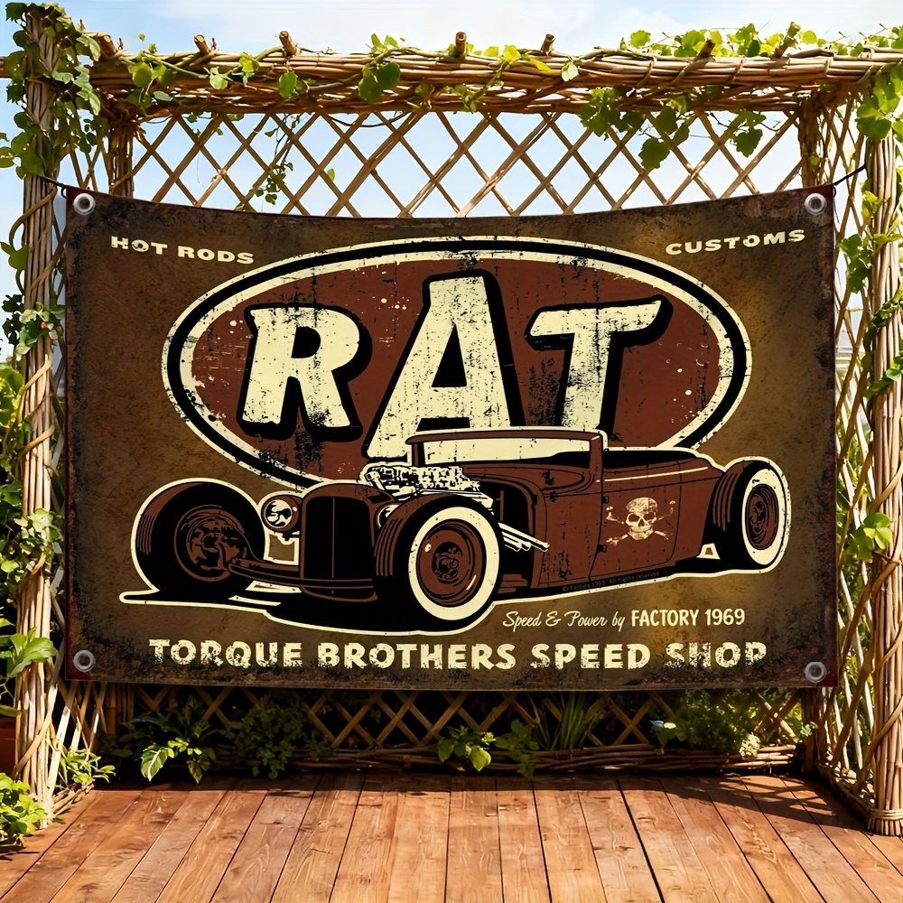 TEMU 1pc H- Sports Racing Car Polyester Banner, 3x5 Feet And 4x6 Feet Large Size 4 Hole Flag, No Electricity Needed - , Car Flag, Room And Garage