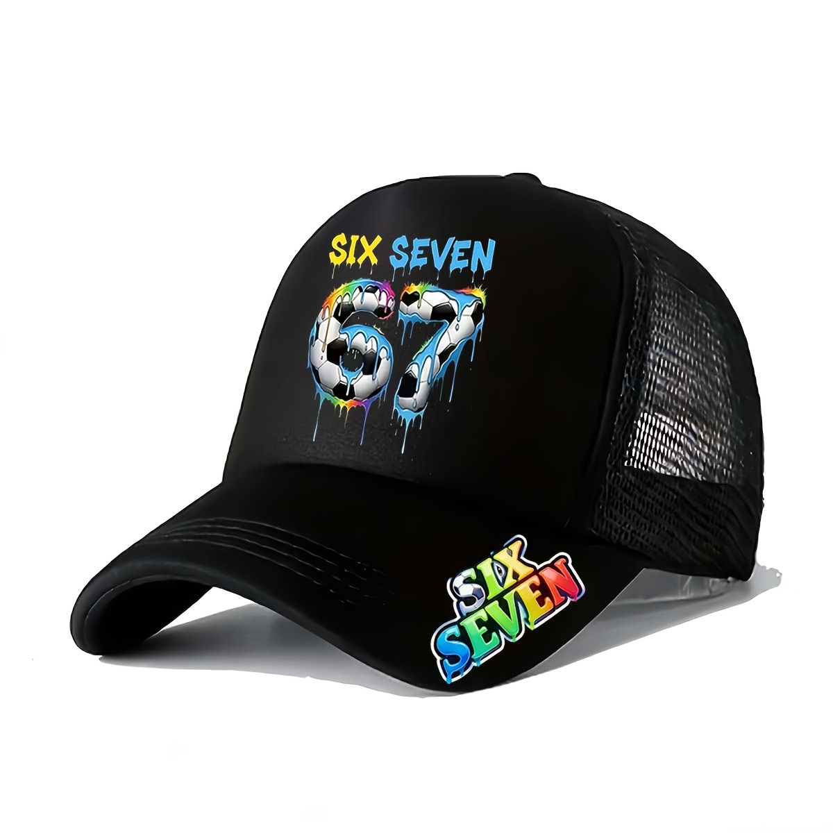 TEMU Casquette de baseball unisexe avec thème football "67" et motif imprimé de pluie de crème , parfaite pour les activités de , les , les de