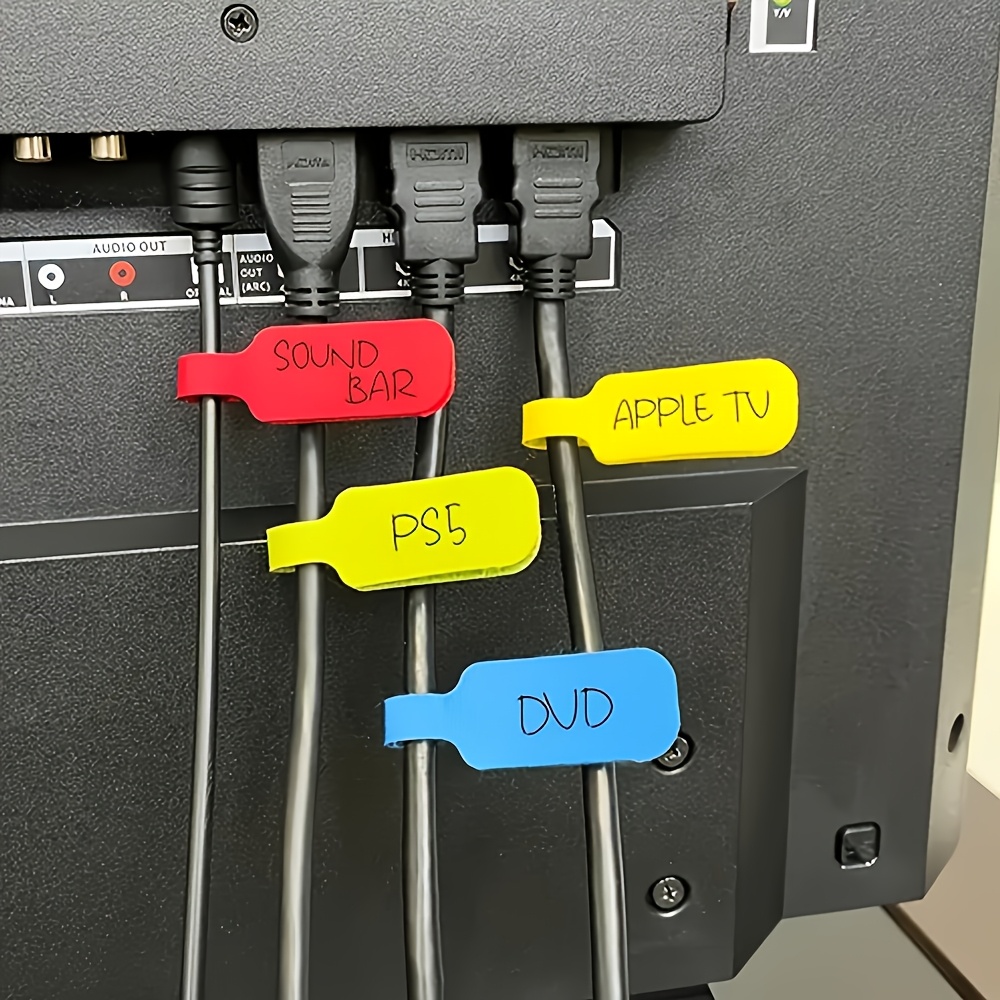 10pcs Random Color Cable Wire Labels for Cable Management