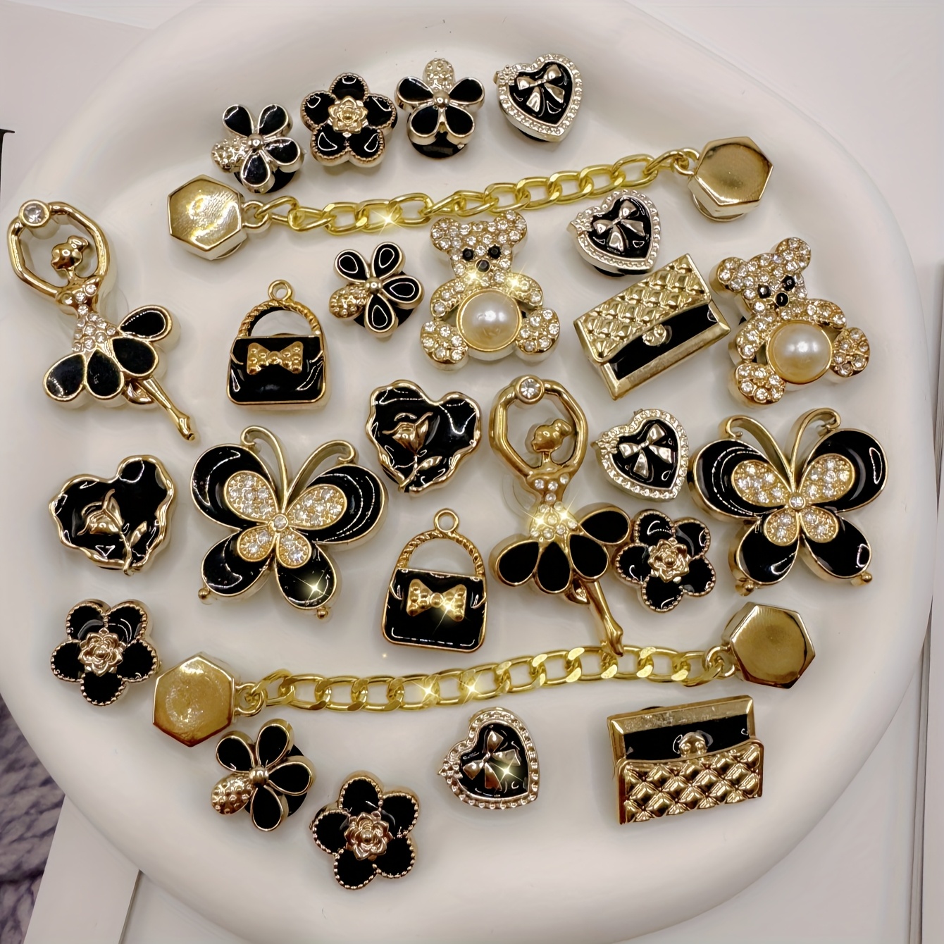 Image of 26pcs Set Of Decorative Shoe Charms, Bear Girl Shoe Additions, Removable Shoe Additions