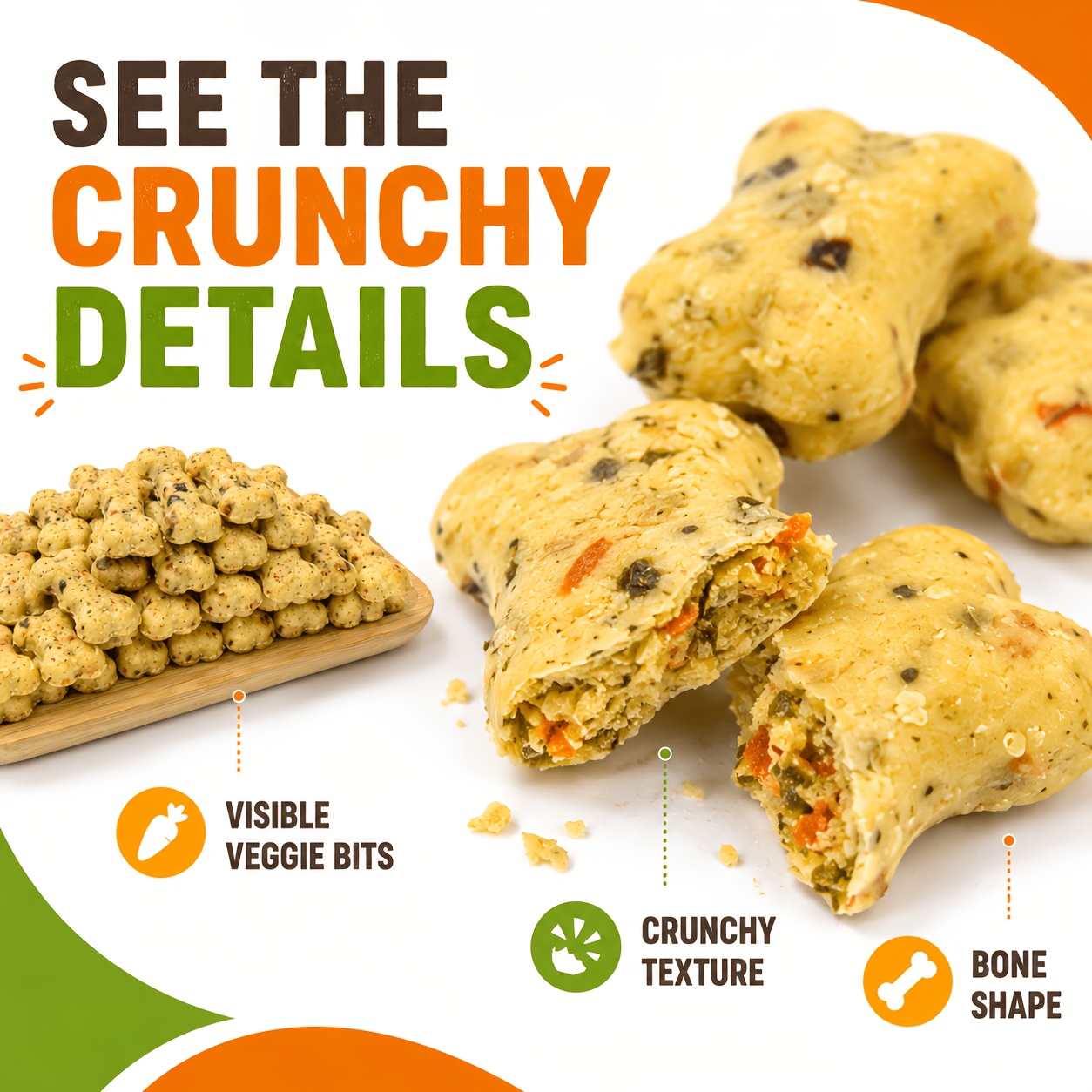 TEMU Dog Training Treats With Goat Flavor, Bone-shaped With , Potato, Cabbage, Banana, Carrot & Broccoli, Pet Reward Snacks For All Breed Sizes