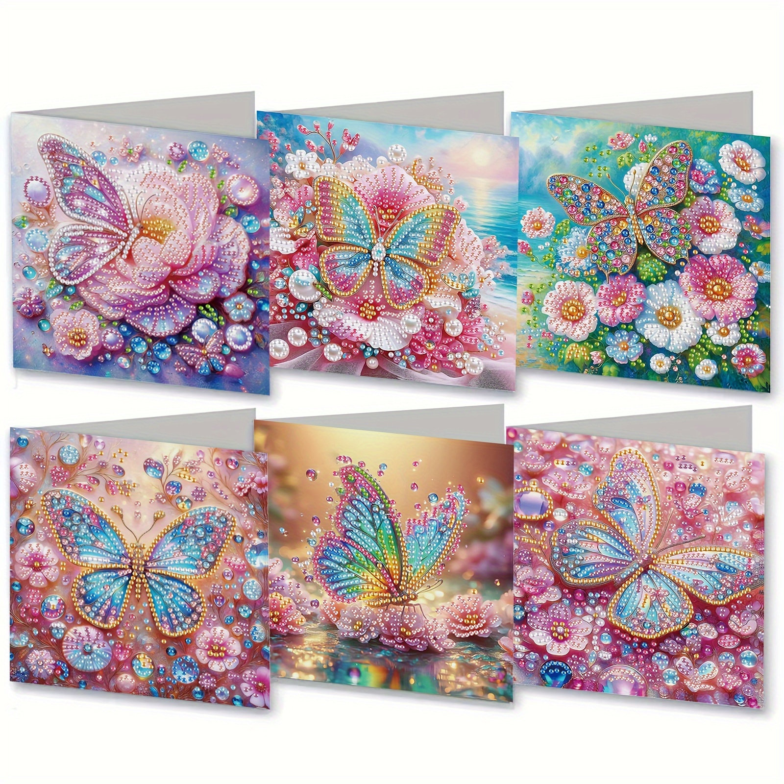 

6pcs Diamond Painting Greeting Card Set - Featuring Flower And Designs, To , A Unique Handmade Gift Set For Valentine's Day, Includes Diamond Painting Kit With Envelopes, Holidays And Birthday Gifts.