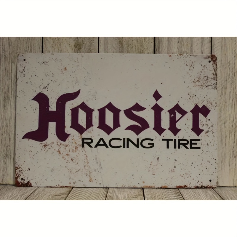 

Racing Tire Vintage Metal Poster Board, Iron Construction, Rustic Garage Mechanic Decor, 8x12 Inch, Easy Installation With 4 Pin Holes, Wall Mountable