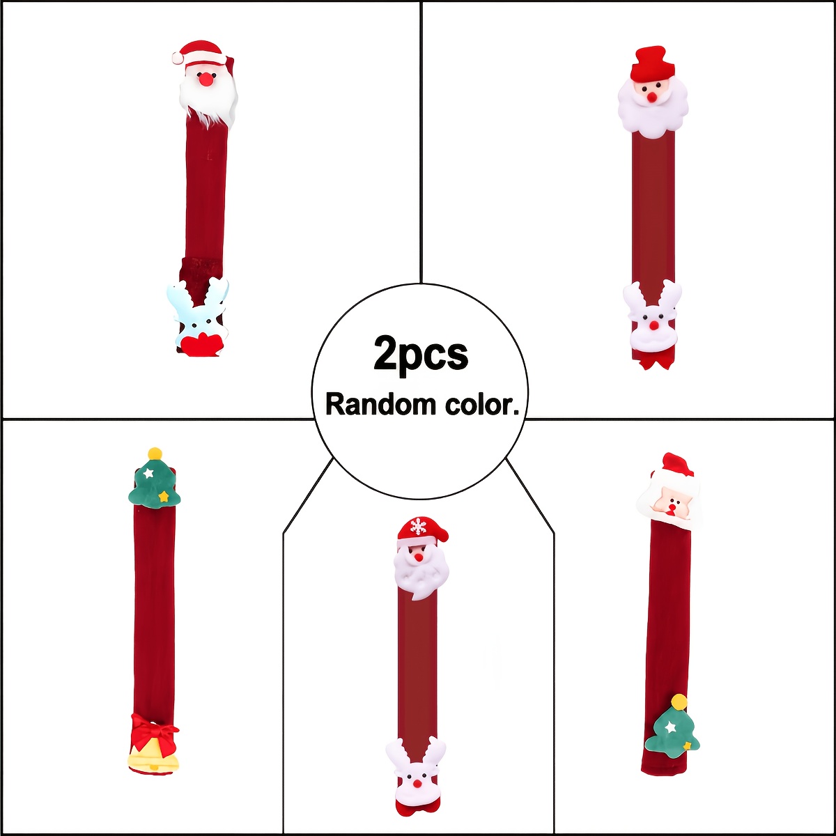 TEMU 2pcs Random Color Christmas Refrigerator Handle Covers - Suitable For Household Appliances: Refrigerators, Microwaves, Dishwashers, Christmas