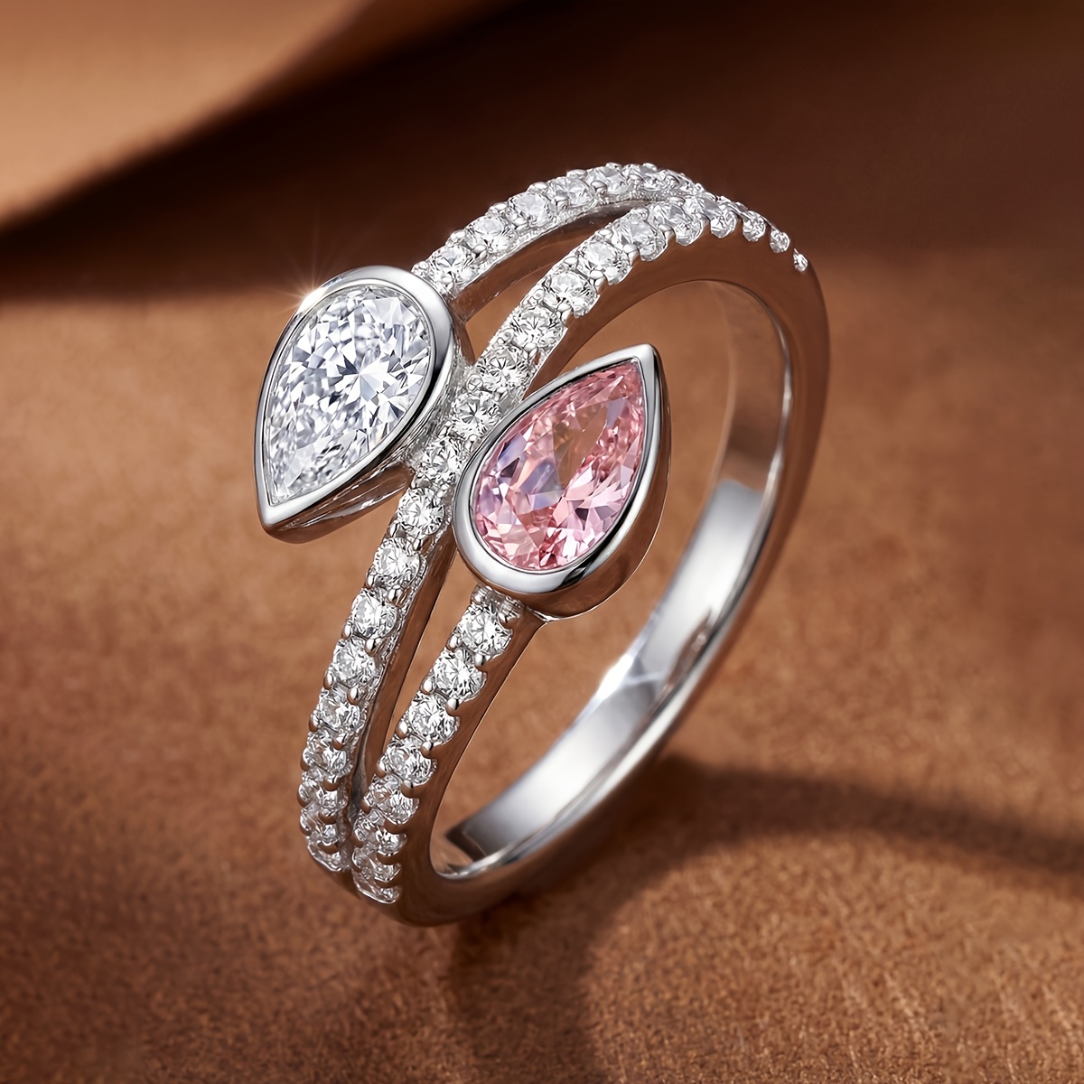 Women's Exquisite Pear-Shaped Branch Ring, Elegant Design