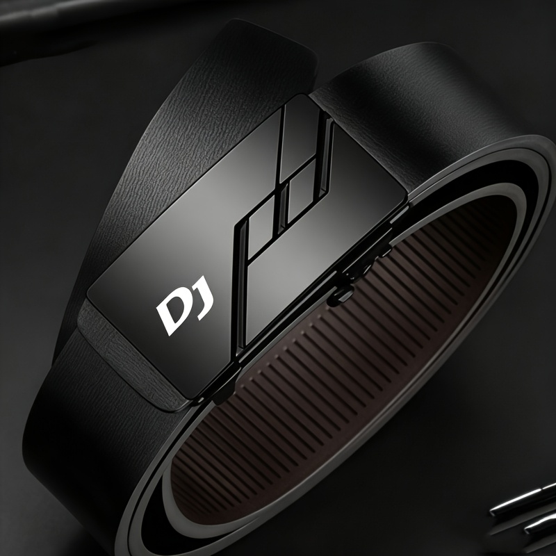 TEMU Men's Business Casual Belt With Dj Pattern, Featuring A Stylish Automatic Smooth And Convenient Without Any Hitches. It Offers A Comfortable