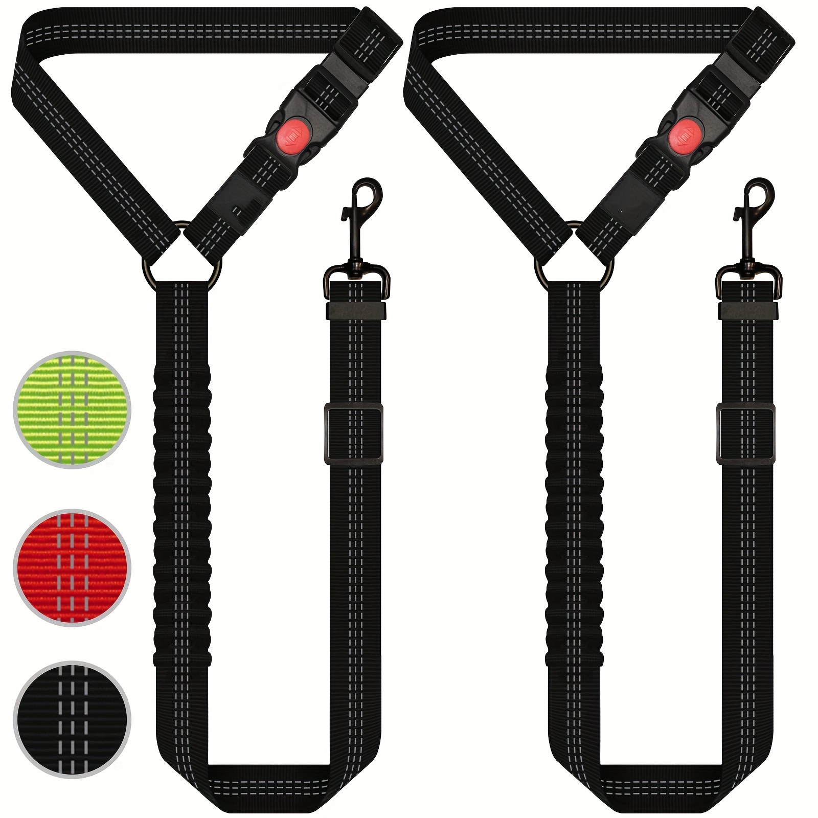 

2pcs Dog Seat Belt, Retractable Dog Seatbelts Harness For Car, Adjustable Headrest Seatbelt Pet Safety Seat Belts With Elastic Bungee Buffer And Restraint Reflective