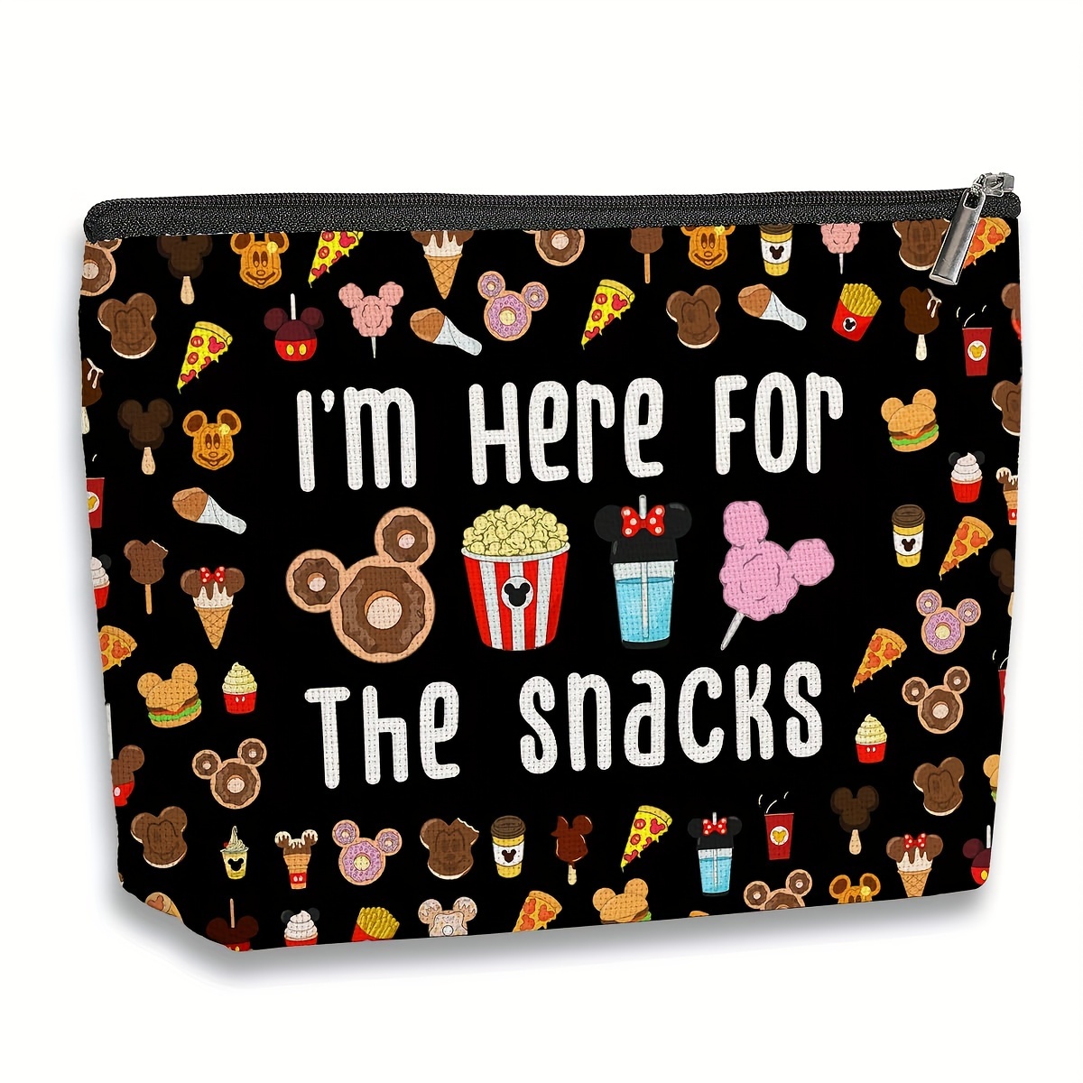 

Lover Gift Snacks Cosmetic Bag: Travel-sized, Zippered Pouch With Linen Material And Water-resistant Design