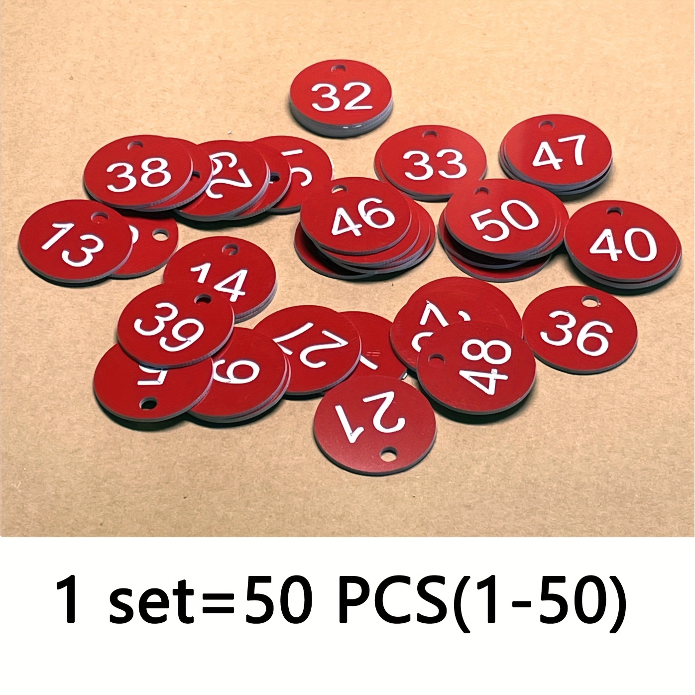 50 Numbered Labels, Clear Number Labels 1-50, Round Plastic Labels, Universal Labels, Identification Labels, With Metal Rings