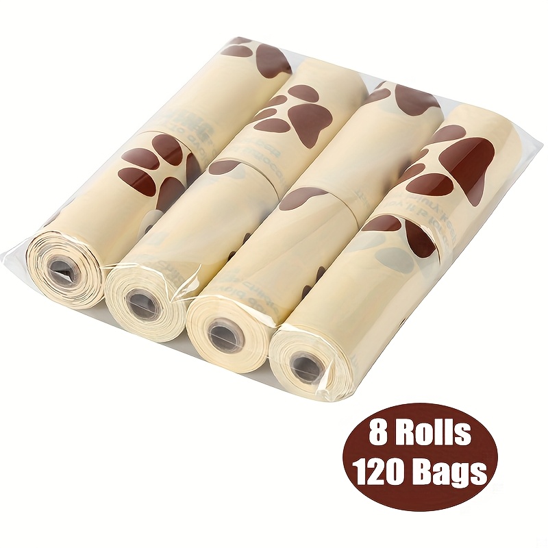 TEMU 8 Rouleaux (120 Sacs) de Sacs à Déjections Canines, Sacs à Déchets Canins Épaissis d'Extérieur Parfum Chocolat Lait, Grande et Haute Résistance,