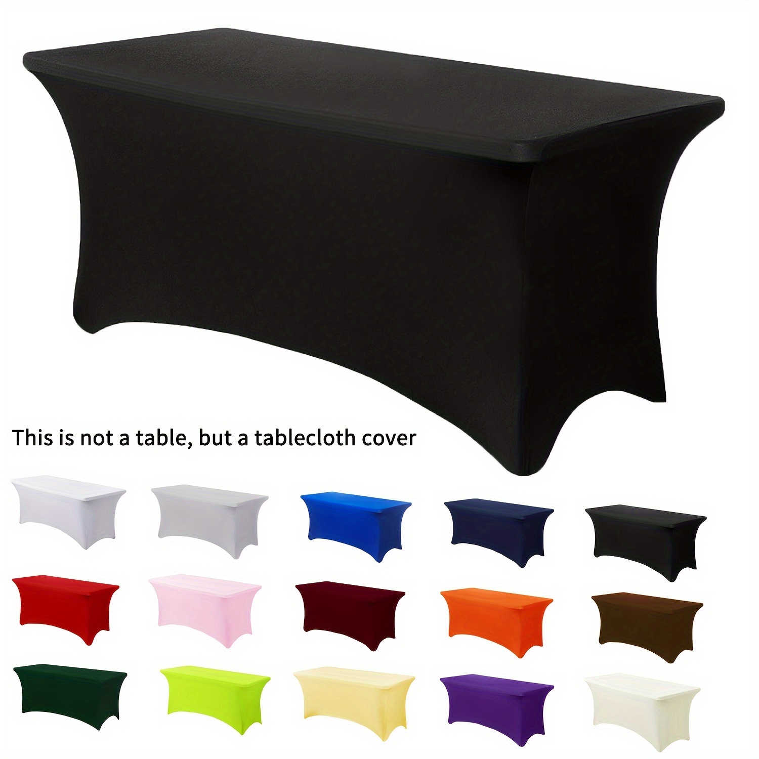 TEMU 1pc Rectangular Full-coverage Tablecloth Polyester Tablecloth, Wrinkle-free And Washable Tablecloth, Elastic Fitted Tablecloth, Suitable For