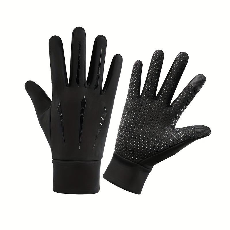 TEMU 1 Pair Of Outdoor Cycling Gloves, Plush Thickened Warm Gloves, Two-finger Screen Design, High Elasticity, , Anti-slip And Warm In Autumn And