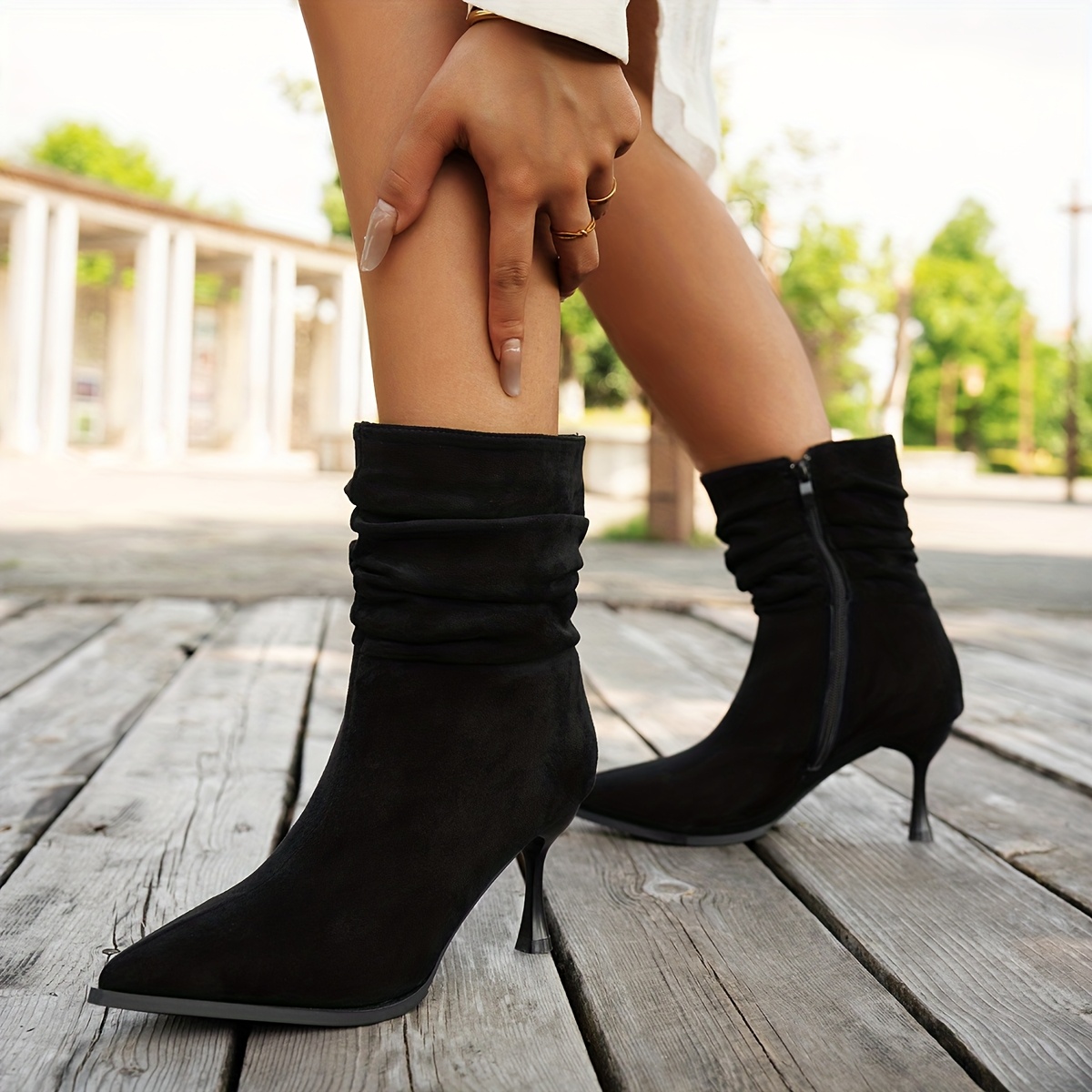 botas mujer punta parte en tela Temu Dominican Republic