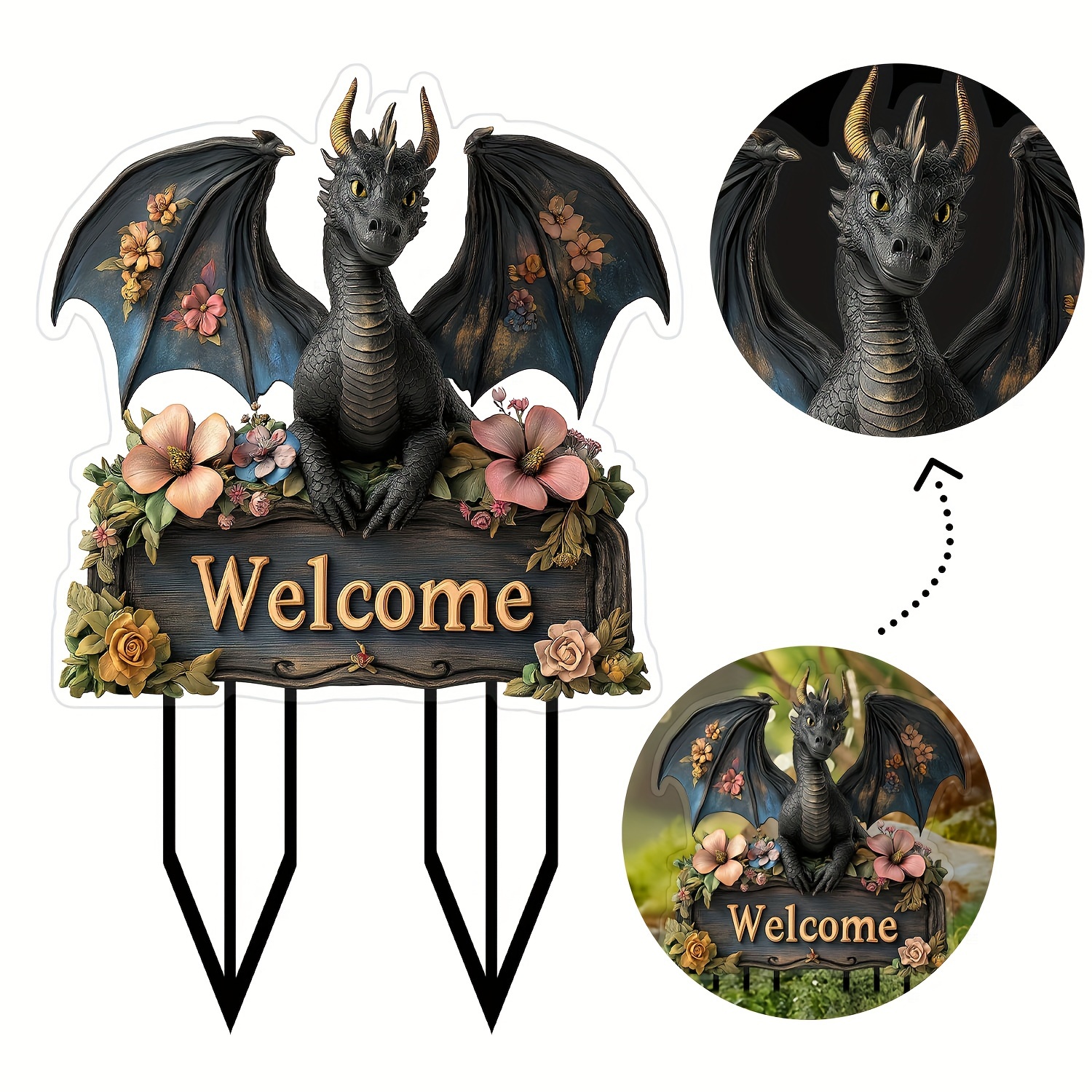 

Dragon Acrylic Garden Stake - Welcome Sign For Outdoor Decor, Perfect For Patios, Lawns & Holiday Parties