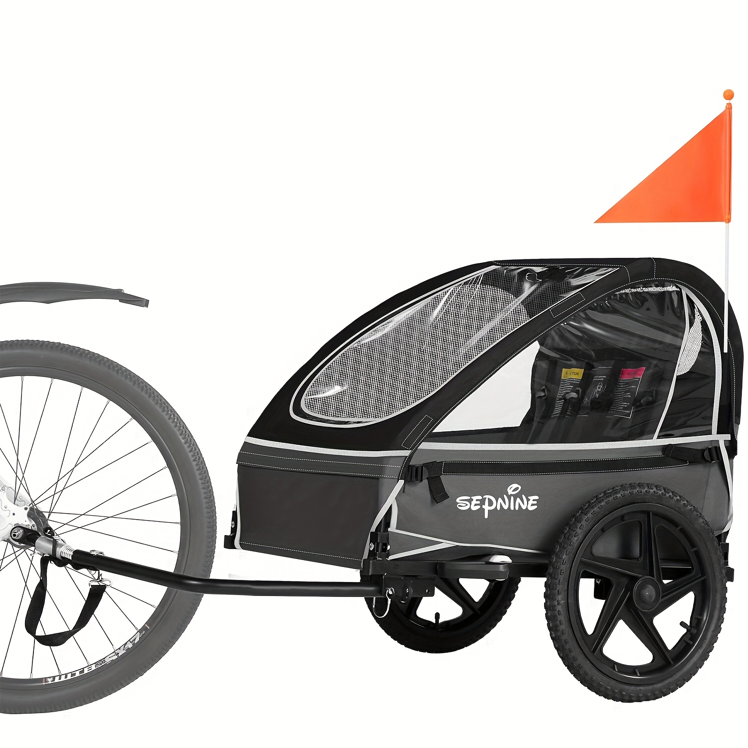 TEMU Bicycle Trailer, Double Seat Trailer, Large Tires, Foldable For 1 To 2 People, Load Capacity 40kg