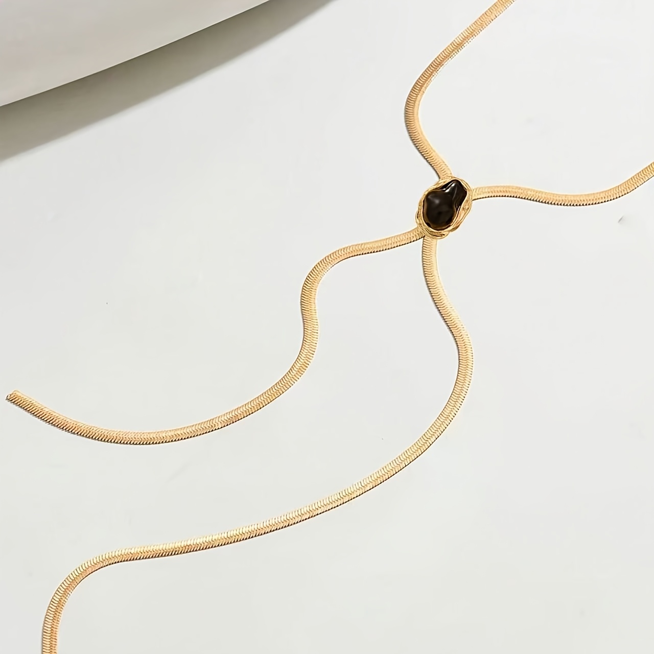 Women's Asymmetrical Imitation Black Pendant Tassel Necklace