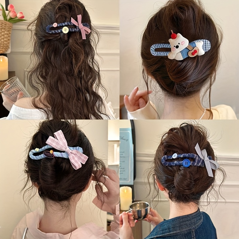 4pcs womens braided   duckbill hair clips cute sling bag puppy and bow   style scrunchies   accessories for daily wear Product details 1